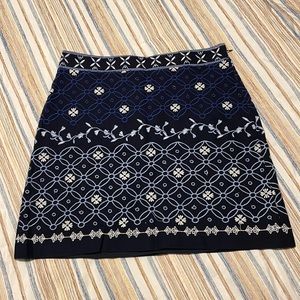 LOFT Navy Embroidered Mini Skirt